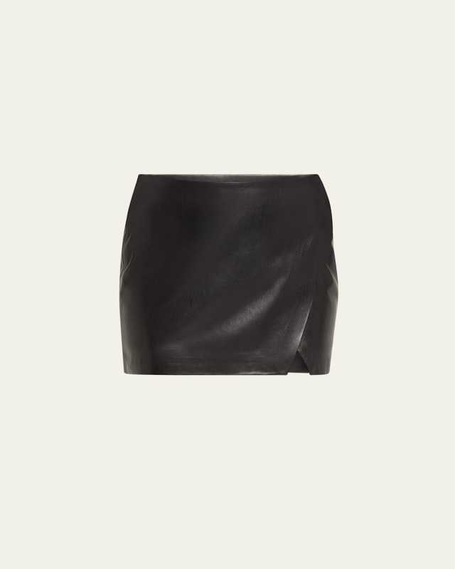 Siobhan Vegan Leather Wrap Mini Skirt