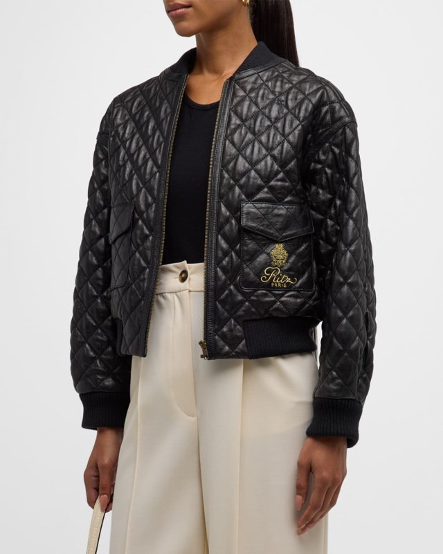 FRAME x Ritz Paris Quilted Leather Bomber Jacket