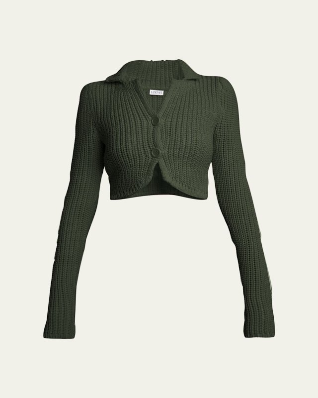 Collared Crop Knit Cardigan