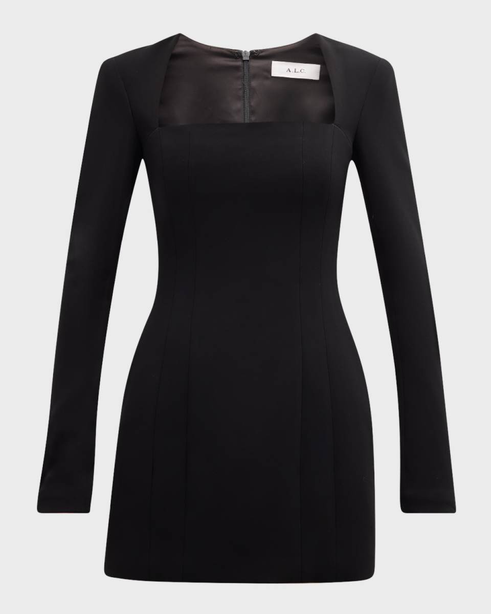 Ella Seamed Square-Neck Mini Dress