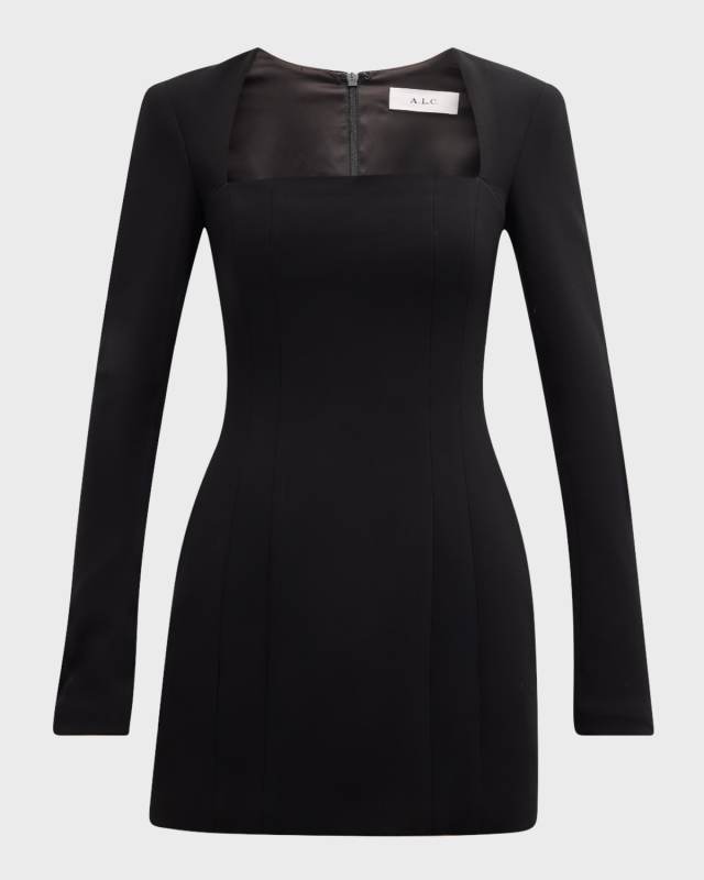 Ella Seamed Square-Neck Mini Dress