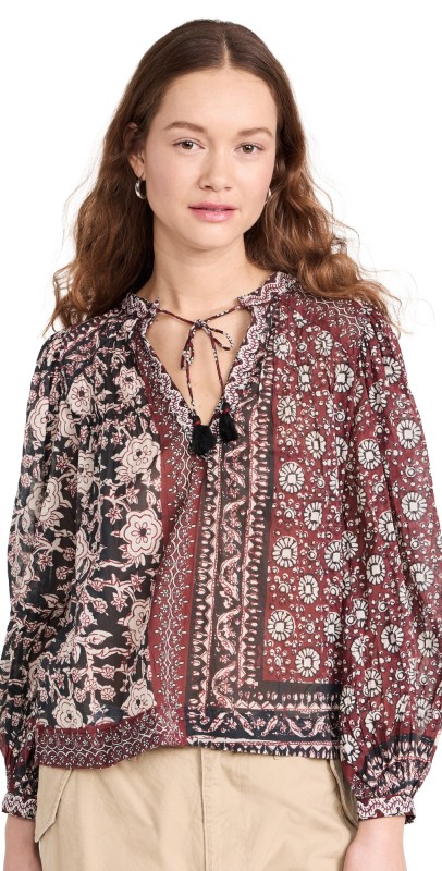 Sea Danae Print Long Sleeve Top Red