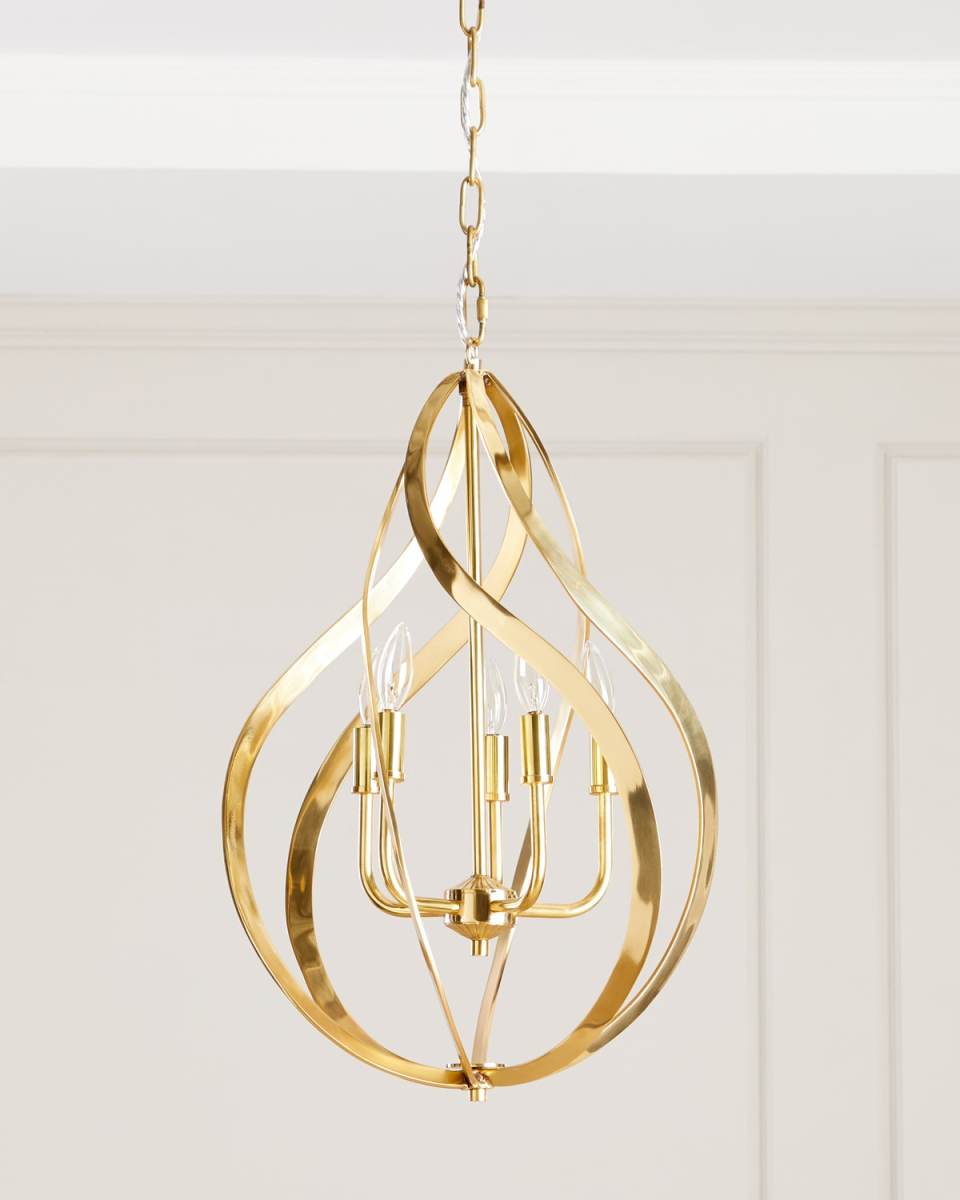Ribbons of Brass Swirls Chandelier