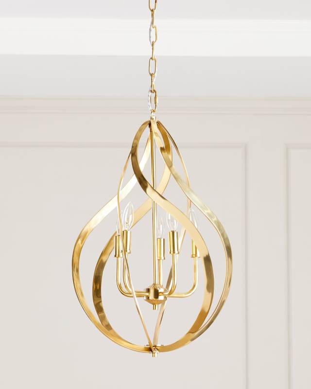 Ribbons of Brass Swirls Chandelier