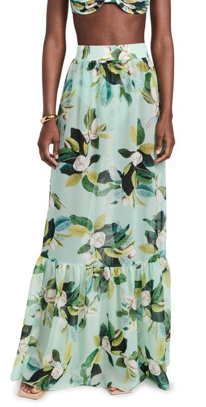 PatBO Magnolia Beach Skirt Green Multi