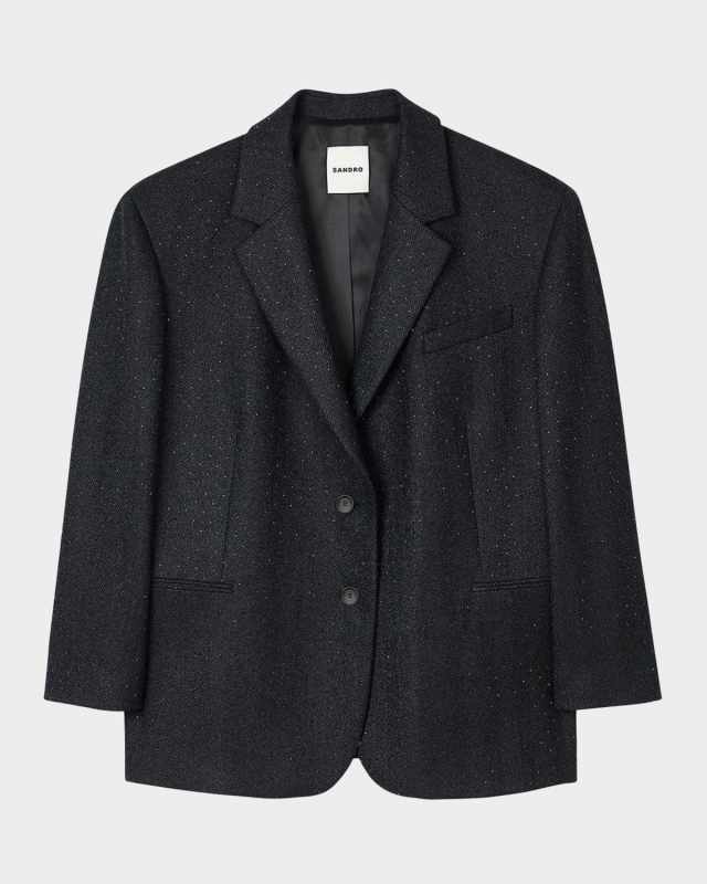 Jen Embellished Herringbone Suit Jacket