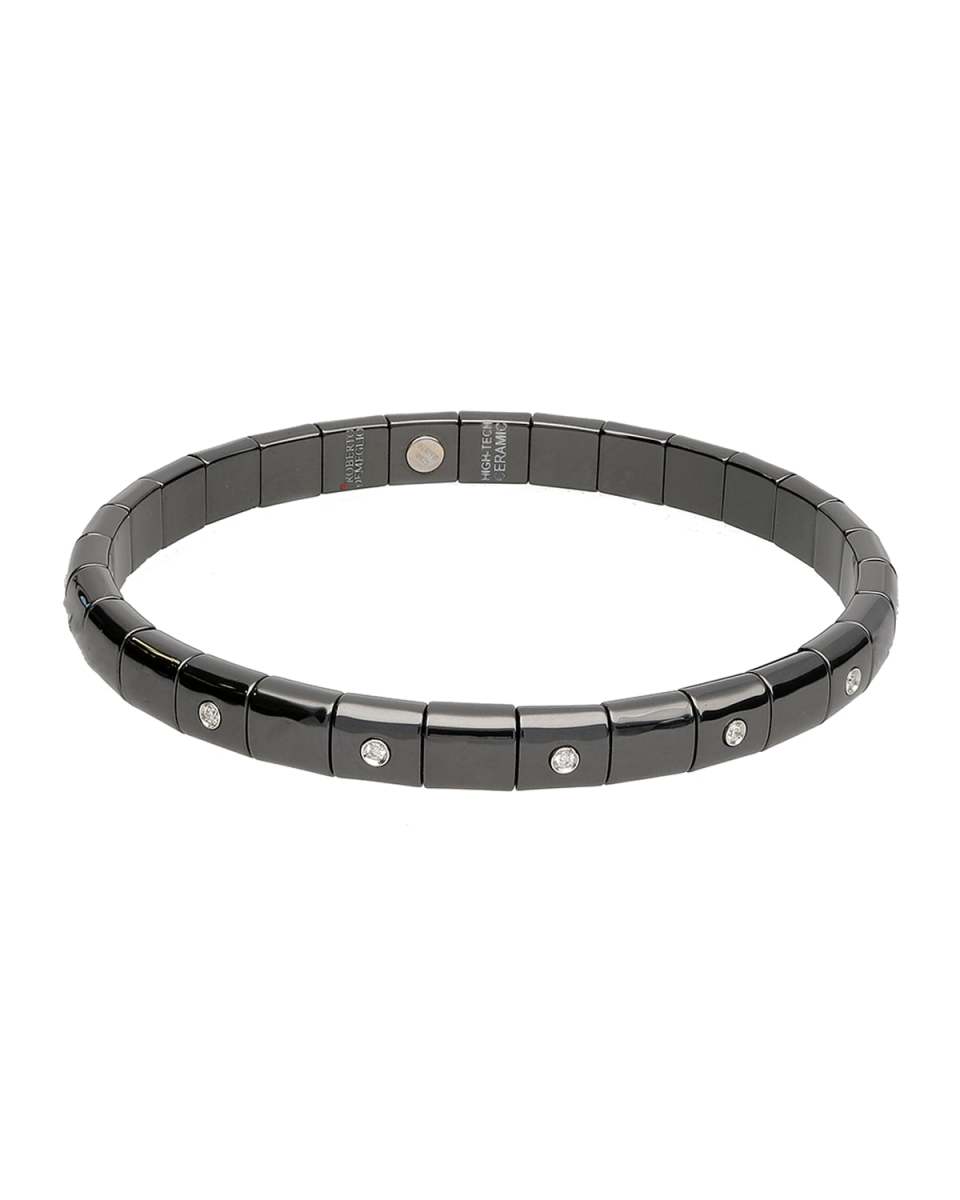 PURA Ceramic Bead Stretch Bracelet with Diamonds