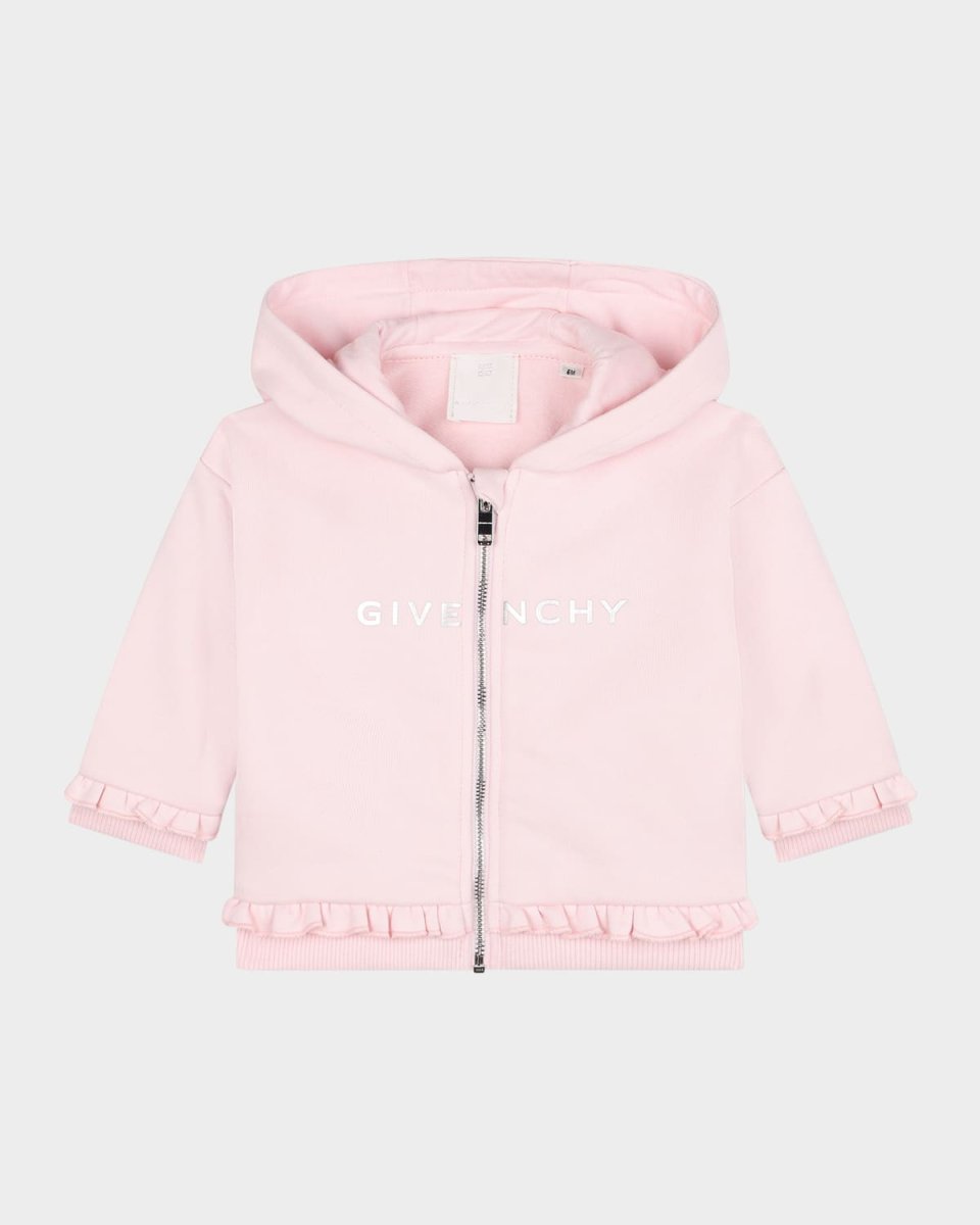 Girl's Logo-Print Ruffle Trim Hoodie, Size 12M-3