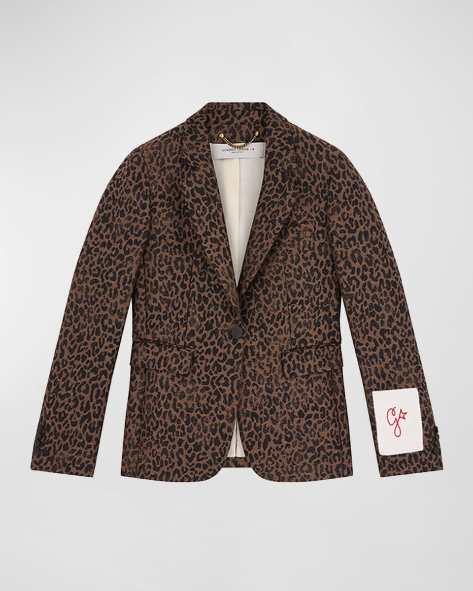 Leopard Jacquard Wool Blazer