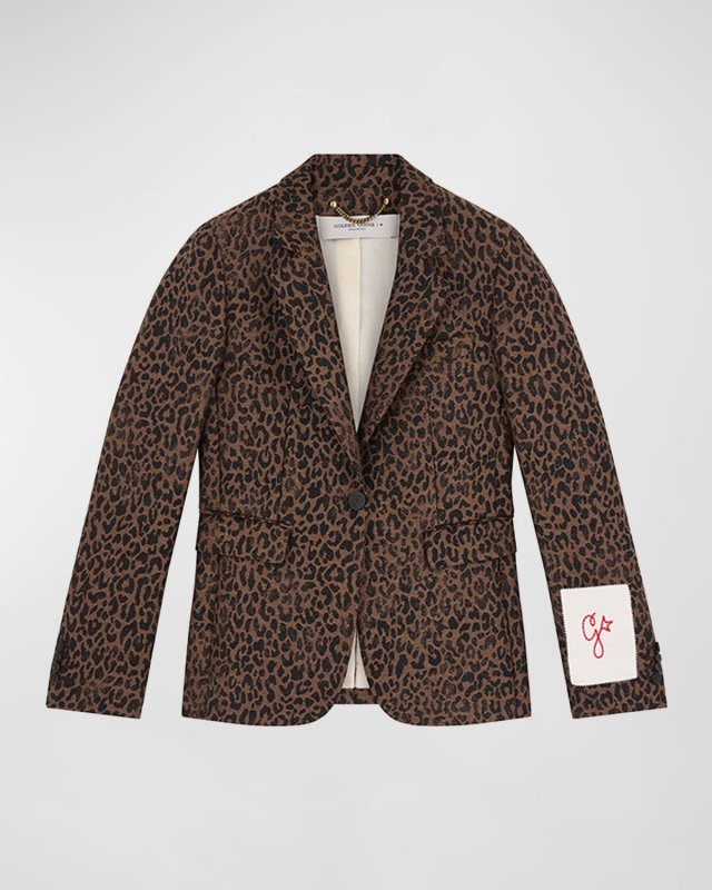 Leopard Jacquard Wool Blazer