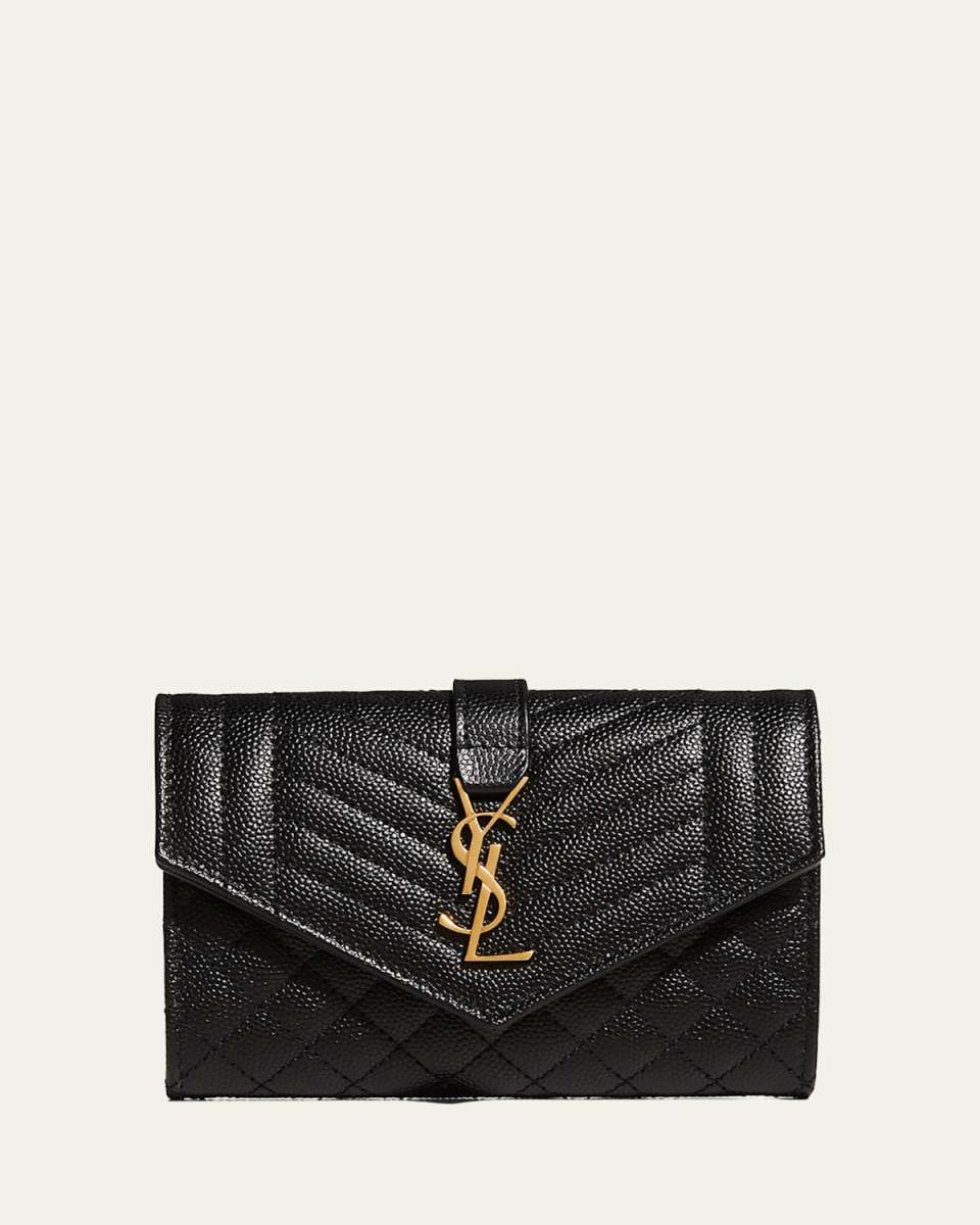 Envelope Small YSL Flap Wallet in Grained Leather