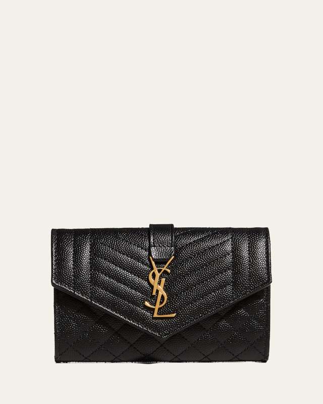Envelope Small YSL Flap Wallet in Grained Leather