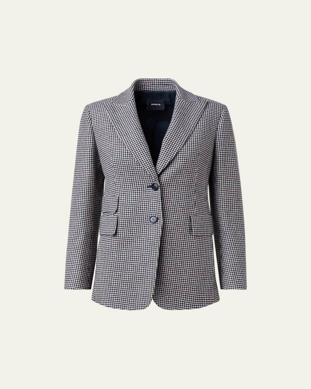 Pied-De-Poule Cashmere Blazer Jacket