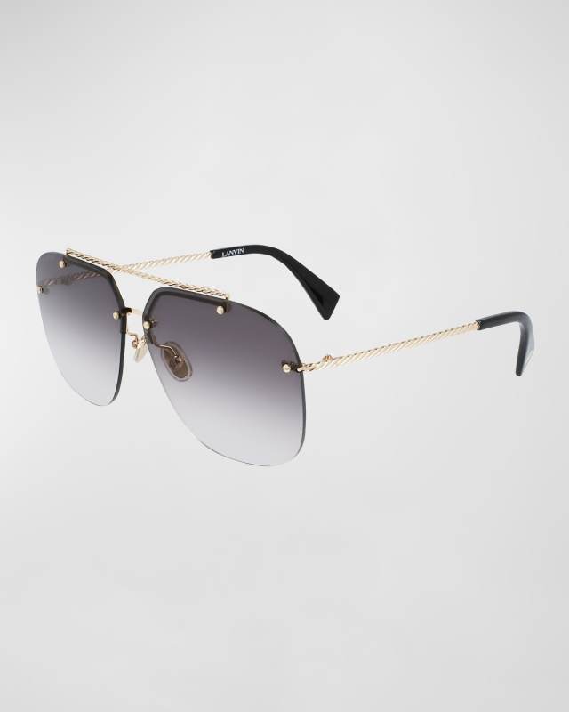 Babe Rimless Studded Metal Aviator Sunglasses