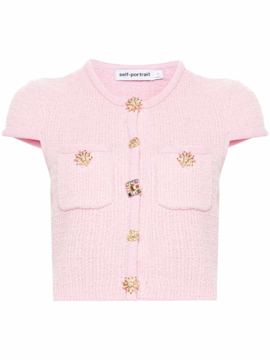 jewelry-buttons knitted cropped top
