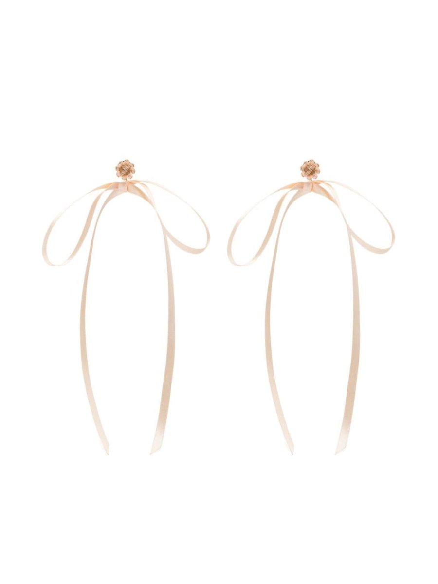 Bow Ribbon beaded stud earrings