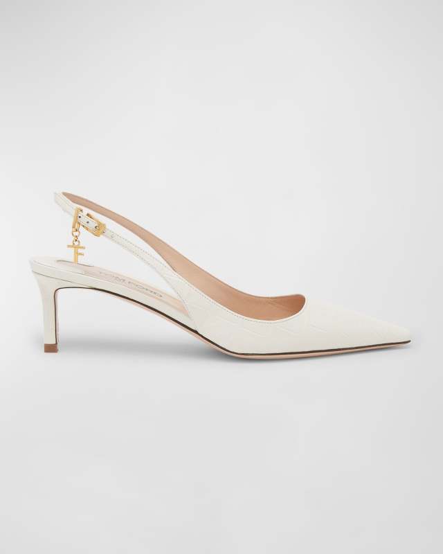 Angelina Charm Croco Slingback Pumps