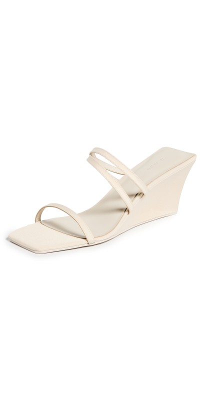 St. Agni Cross Strap Wedge Sandals Ivory