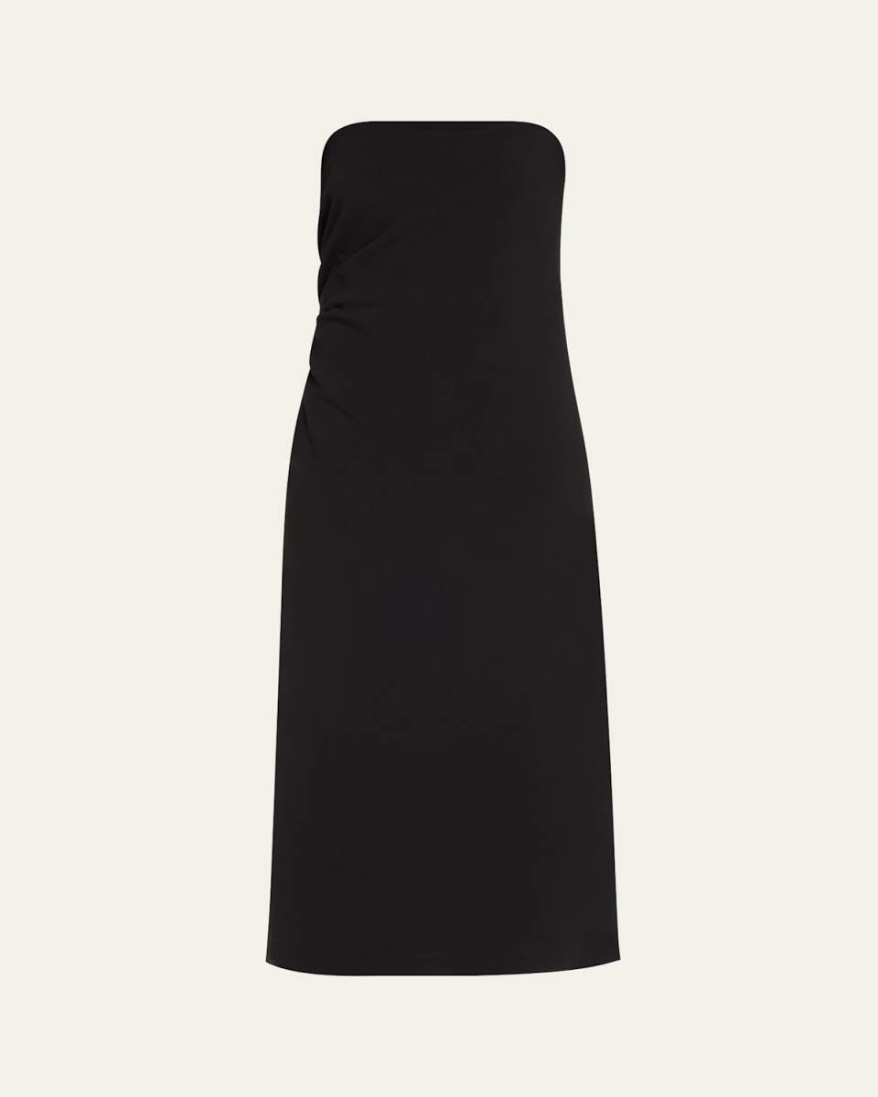 Strapless Draped Midi Dress