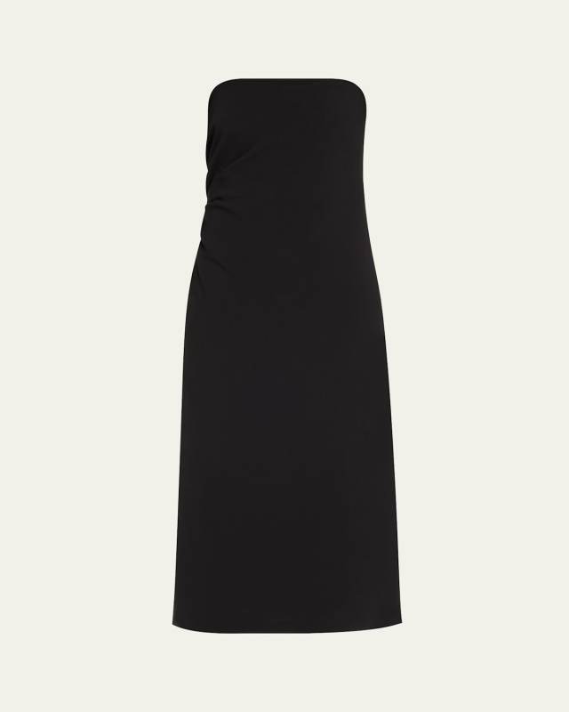 Strapless Draped Midi Dress