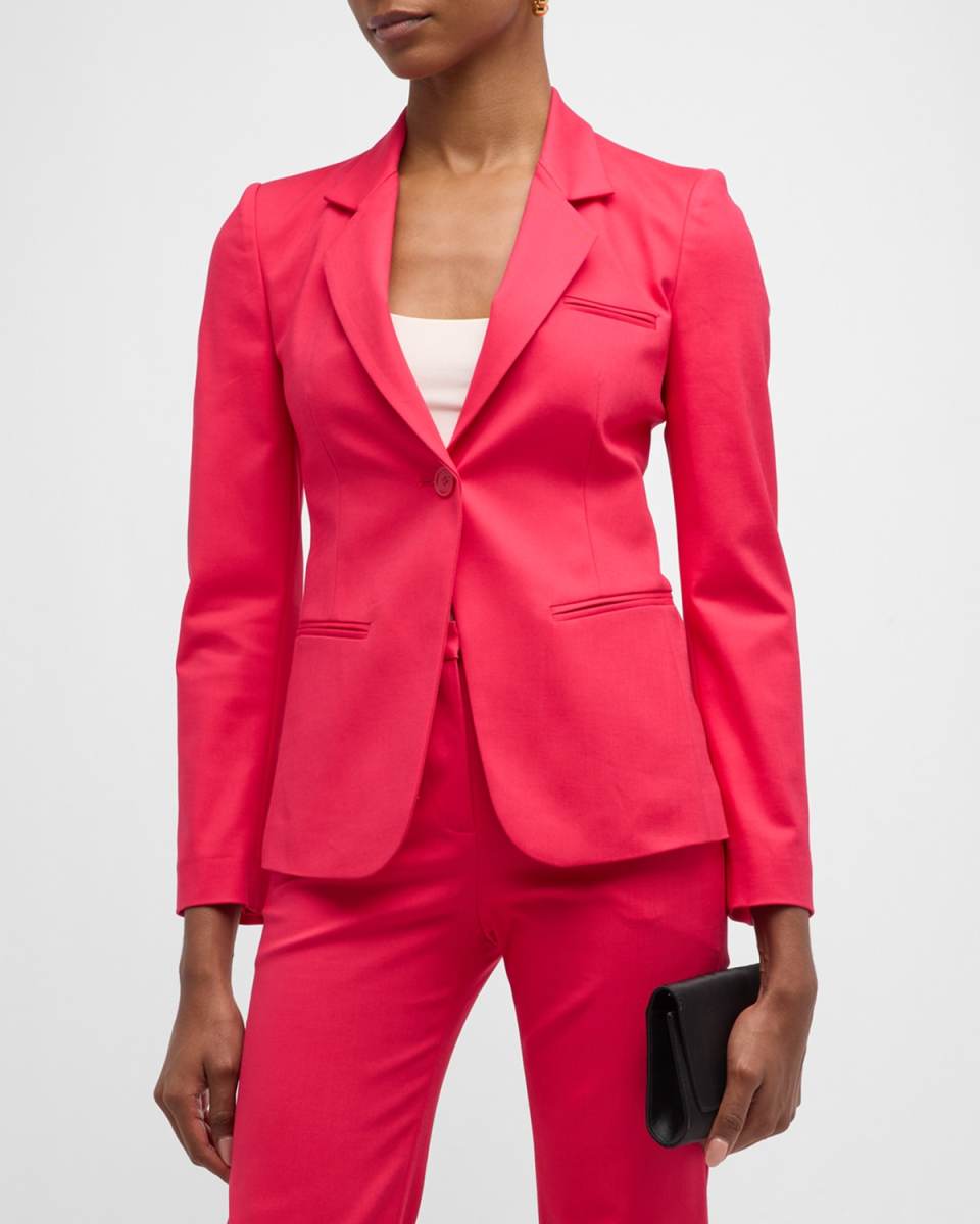 Single-Button Stretch Cotton Blazer