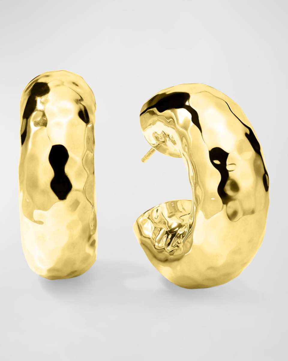 18K E. F. Classico Small Hammered Thick Hoop Earrings