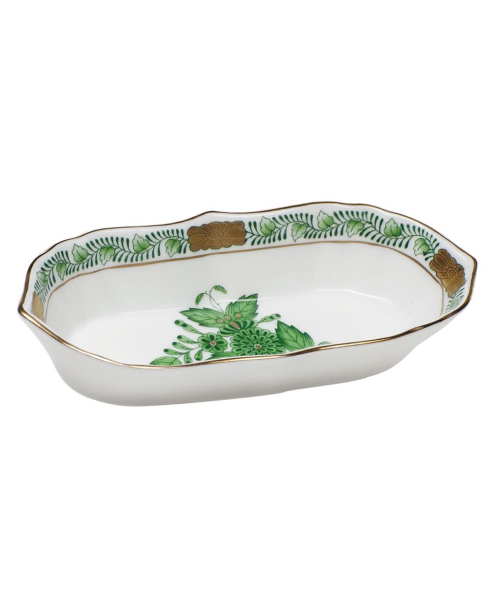 Chinese Bouquet Green Narrow Pin Dish