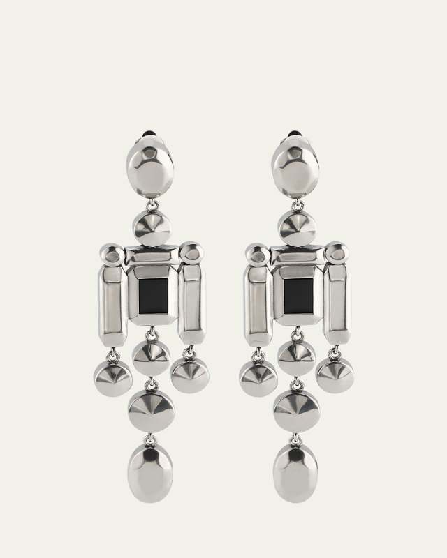 Sterling Silver Triple-Bead Crystal Chandelier Earrings