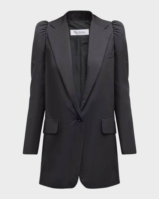 Willy Puff-Sleeve Single-Breasted Blazer Jacket