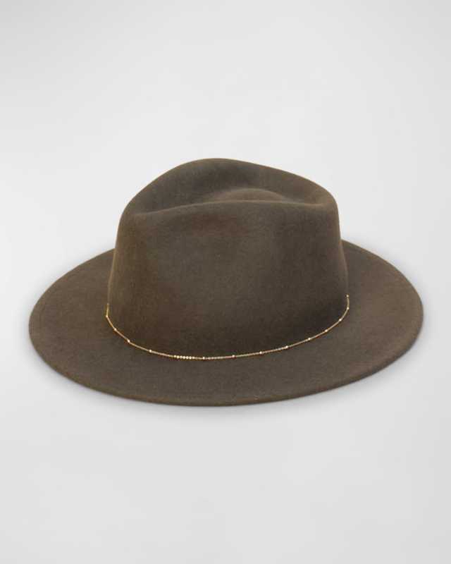 Noe Lamb Felt Fedora With Chain