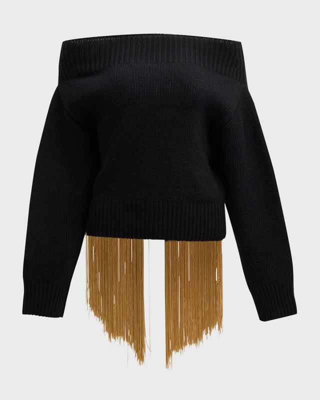 Brady Fringe Off-Shoulder Sweat