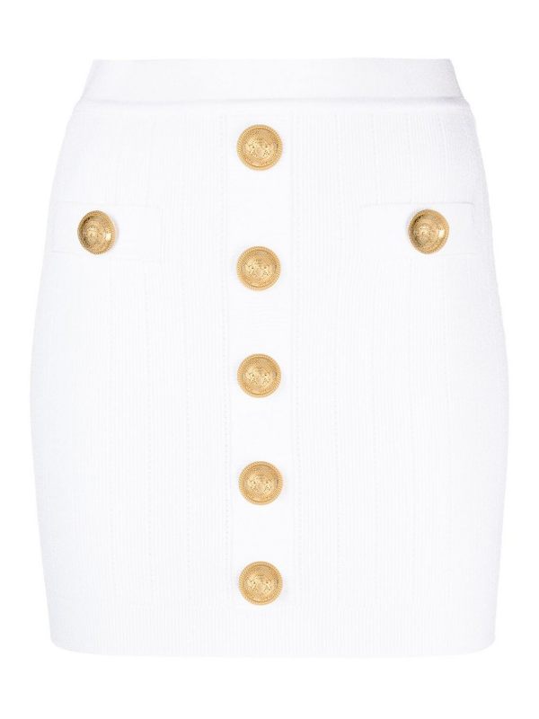 Balmain Jupe Midi - Blanc