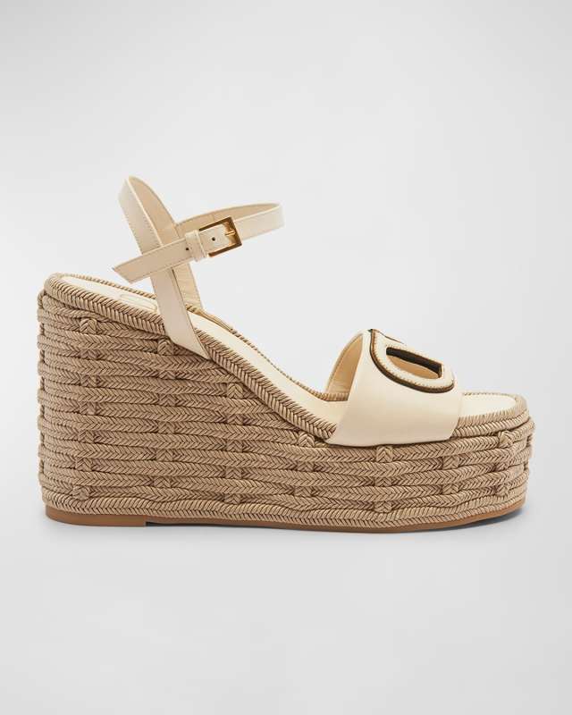 VLogo Ankle-Strap Wedge Espadrilles