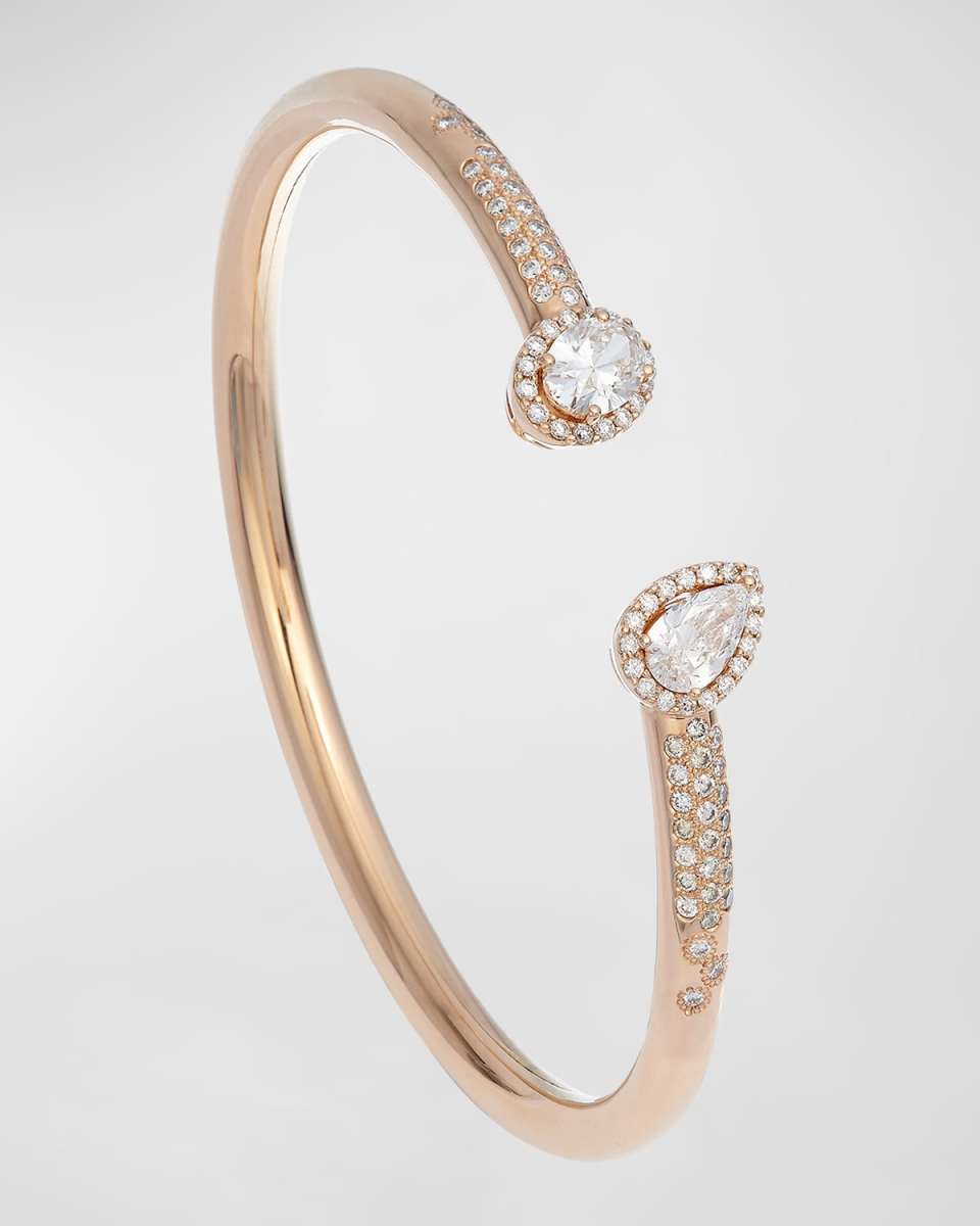 18K Yellow Gold Cuff Bracelet with Mixed-Cut Diamonds