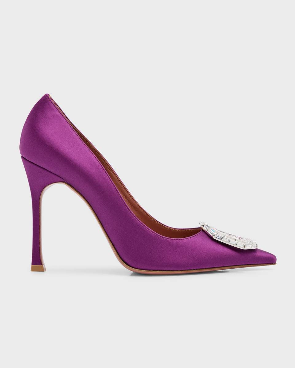 Camelia Satin Crystal Ornament Pumps