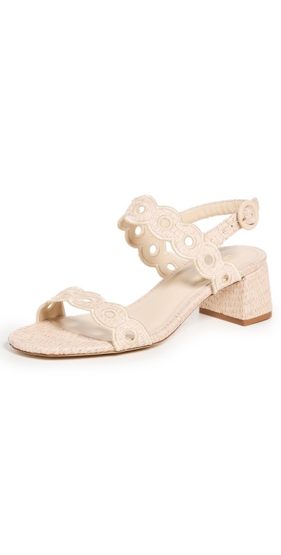 Larroudé Florence Broderie Sandal Heels Natural