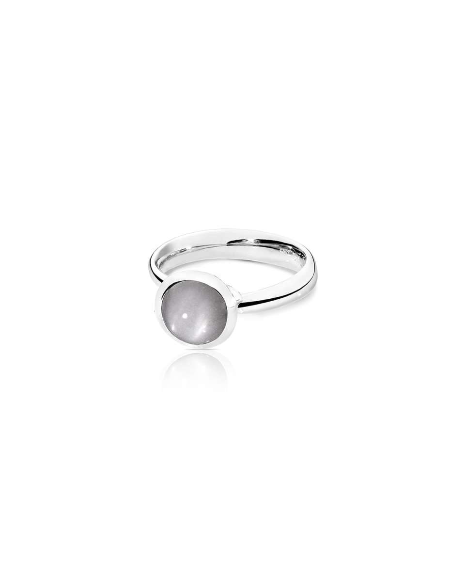 18k White Gold Small Gray Moonstone Ring