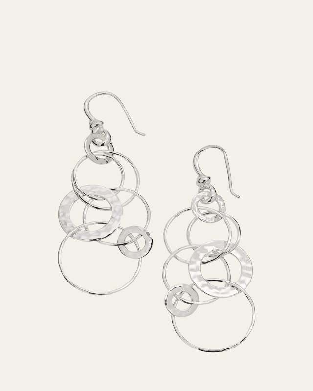 Medium Hammered Jet Set Drop Earrings in Sterling Silver