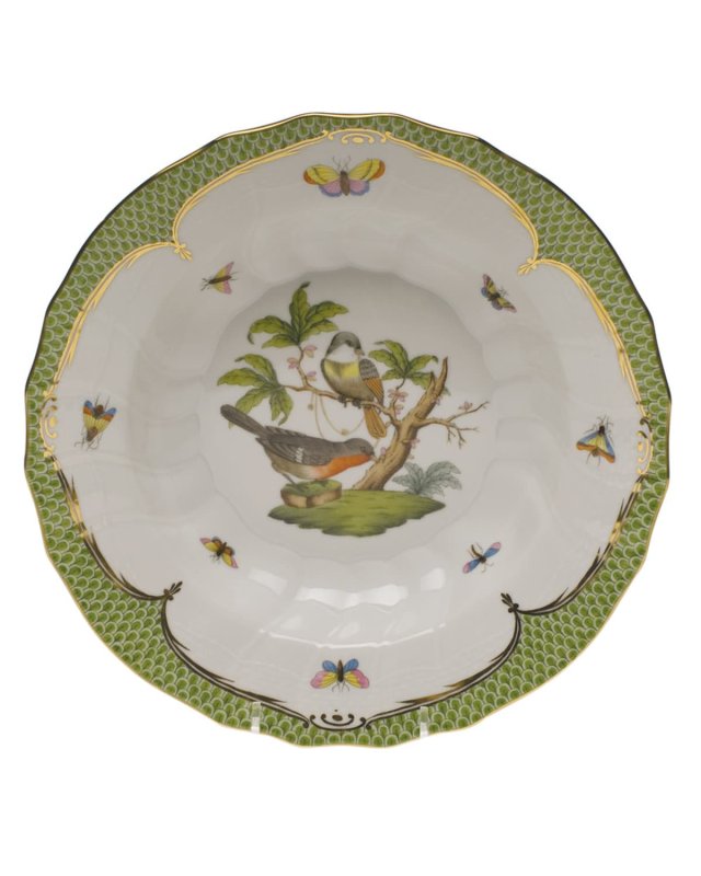 Rothschild Bird Green Motif 02 Rim Soup Bowl
