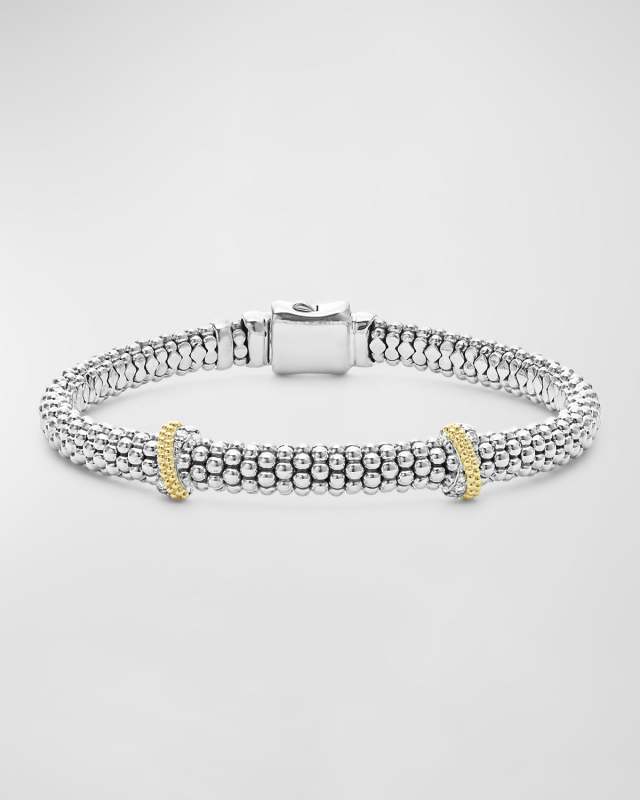 Sterling Silver Caviar Diamond X Bracelet