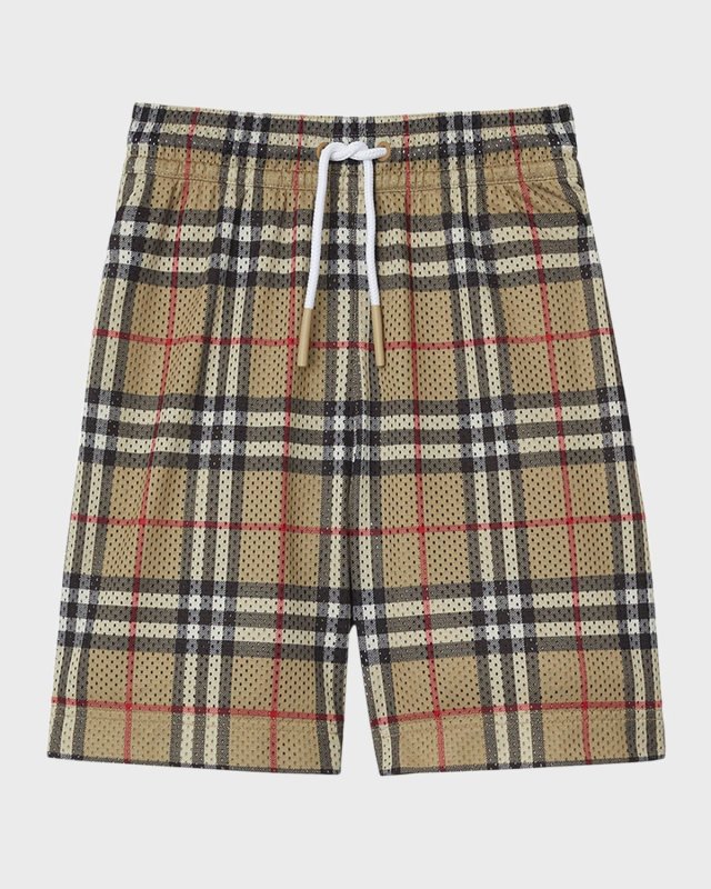 Boy's Malcolm Mesh Check Shorts, Size 3-1
