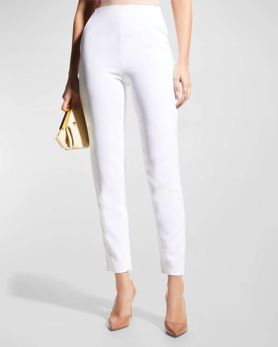 High-Rise Slim-Leg Cady Ankle Trousers