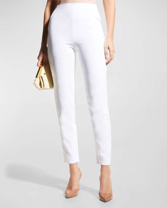 High-Rise Slim-Leg Cady Ankle Trousers