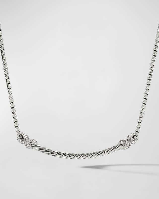Petite X Bar Necklace with Pave Diamon