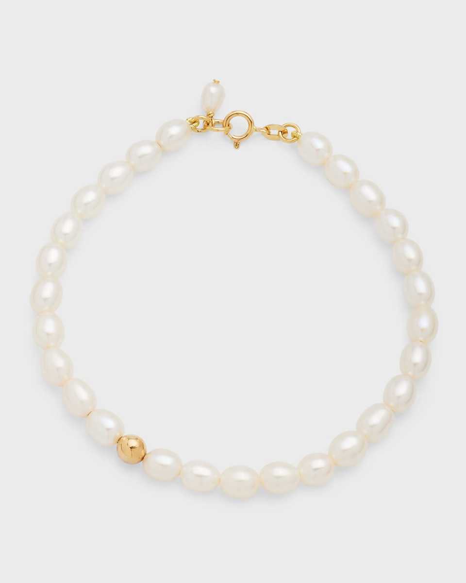 14K Recycled Yellow Gold Keshi Genuine Pearl Bracelet