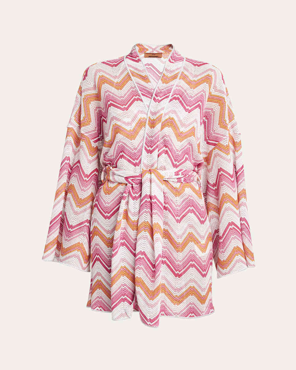 Microshaded Zig-Zag Kimono Coverup