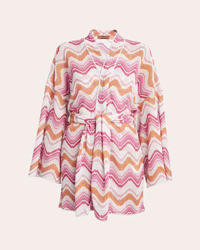 Microshaded Zig-Zag Kimono Coverup
