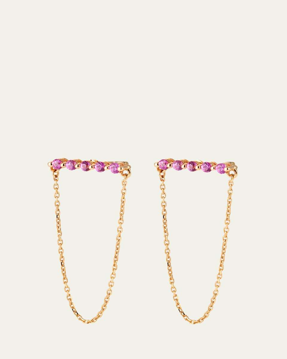 14K Gemstone Bar Chain Earrings