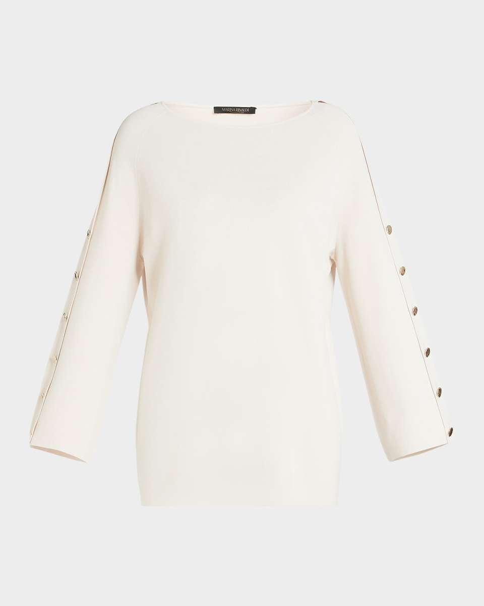 Plus Size Eger Button-Sleeve Viscose Blous