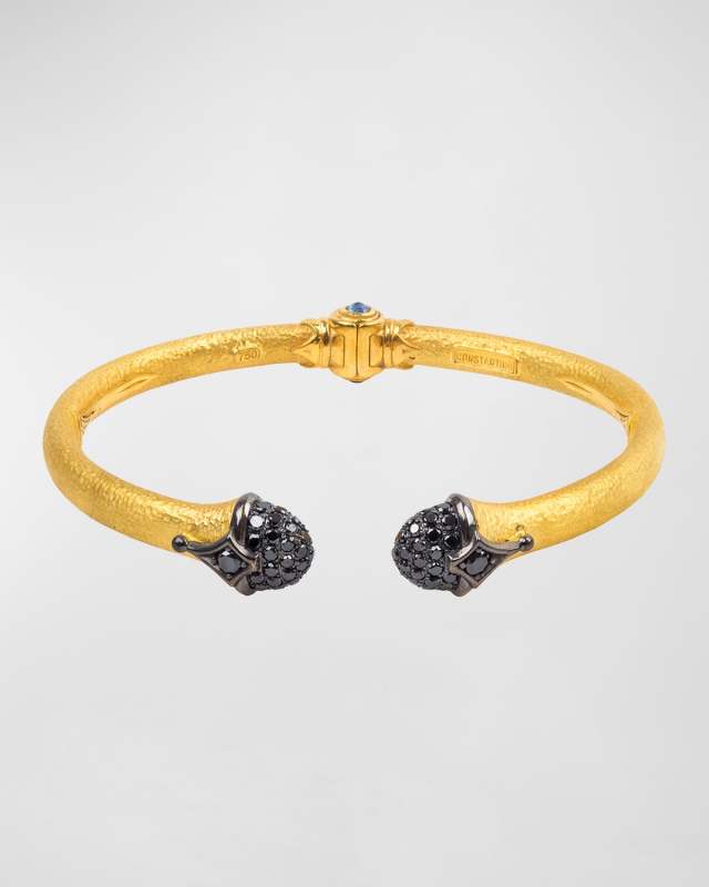 18k Black Diamond Pave Bangle w/ Sapphire